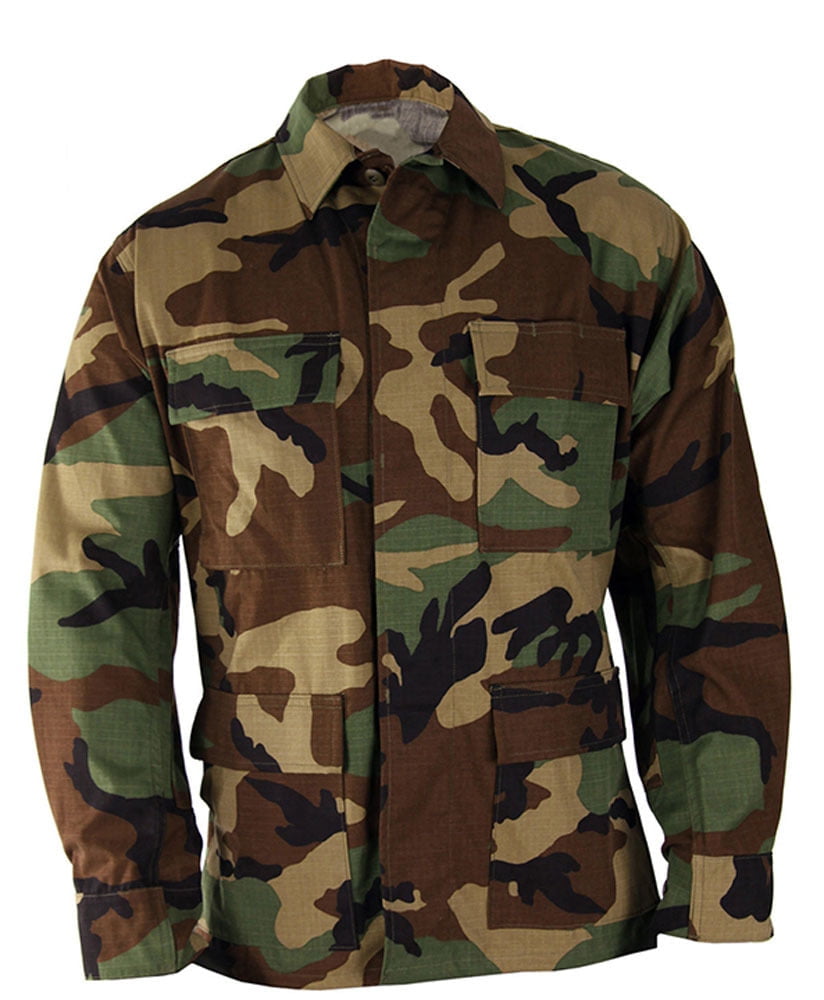 Propper Uniform BDU Coat Regular Length 60/40 Cotton/Polyester Ripstop Woodland SR