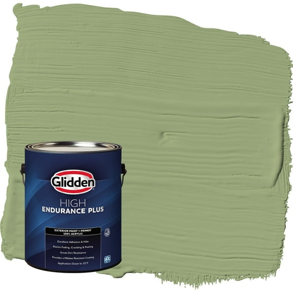 Glidden HEP Guacamole / Green Flat Exterior Paint with Primer, 1 Gallon