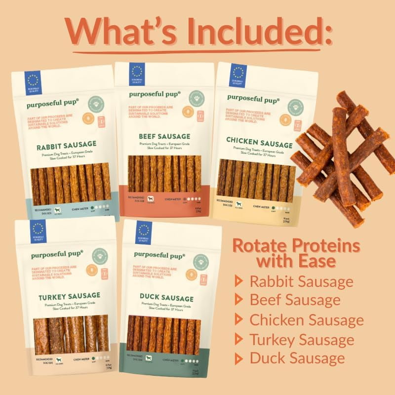 Purposeful Pup, Sausage Dog Treat Bundle - 5 Packs Natural Premium European Quality