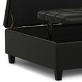 thumbnail image 5 of Simpli Home Harrison 40 inch Wide Transitional Square Large Coffee Table Storage Ottoman in Midnight Black Vegan Faux Leather, 5 of 15