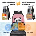 thumbnail image 4 of FOR U DESIGNS Panda Lunch Backpack for Kids Girls Teens School Backpack with Insulated Lunch Box, 2 Sides Pockets Bookbag Middle High School Shoulder Bag, Pink, 4 of 7