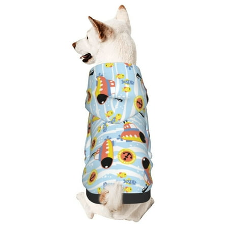 Haiem Submarine With Fishes Undersea for Winter Dog Hoodie Sweatshirts with Pockets Warm Dog Clothes for Small Dogs Chihuahua-Small