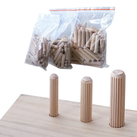 

100 Pcs Wooden Dowel Pins with Fluted Beveled Round Wood Tip Positioning Block Woodworking Tool Accessories