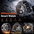thumbnail image 2 of Men’s military smartwatch, 1400mAh battery, LED light, compatible with Android and iPhone , Fitness tracker, 1.7-inch, Making/Receiving calls, over 100 sports modes, IP68.smartwatch gift, 2 of 8