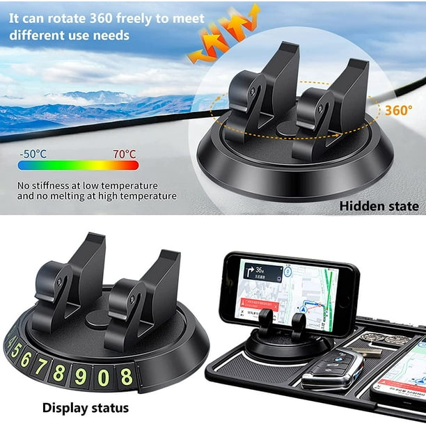 Tapis universel antidérapant de téléphone 360 pour 4 en 1 tableau de bord  de voiture Gps Phone Holder