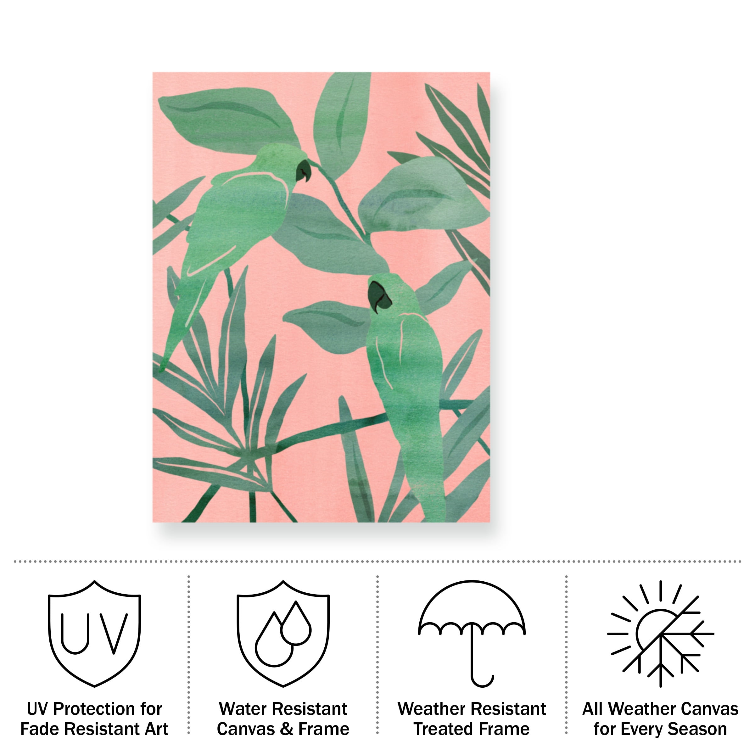 Melissa Wang 'Pink and Green Birds of Paradise I' Outdoor Canvas 24x16