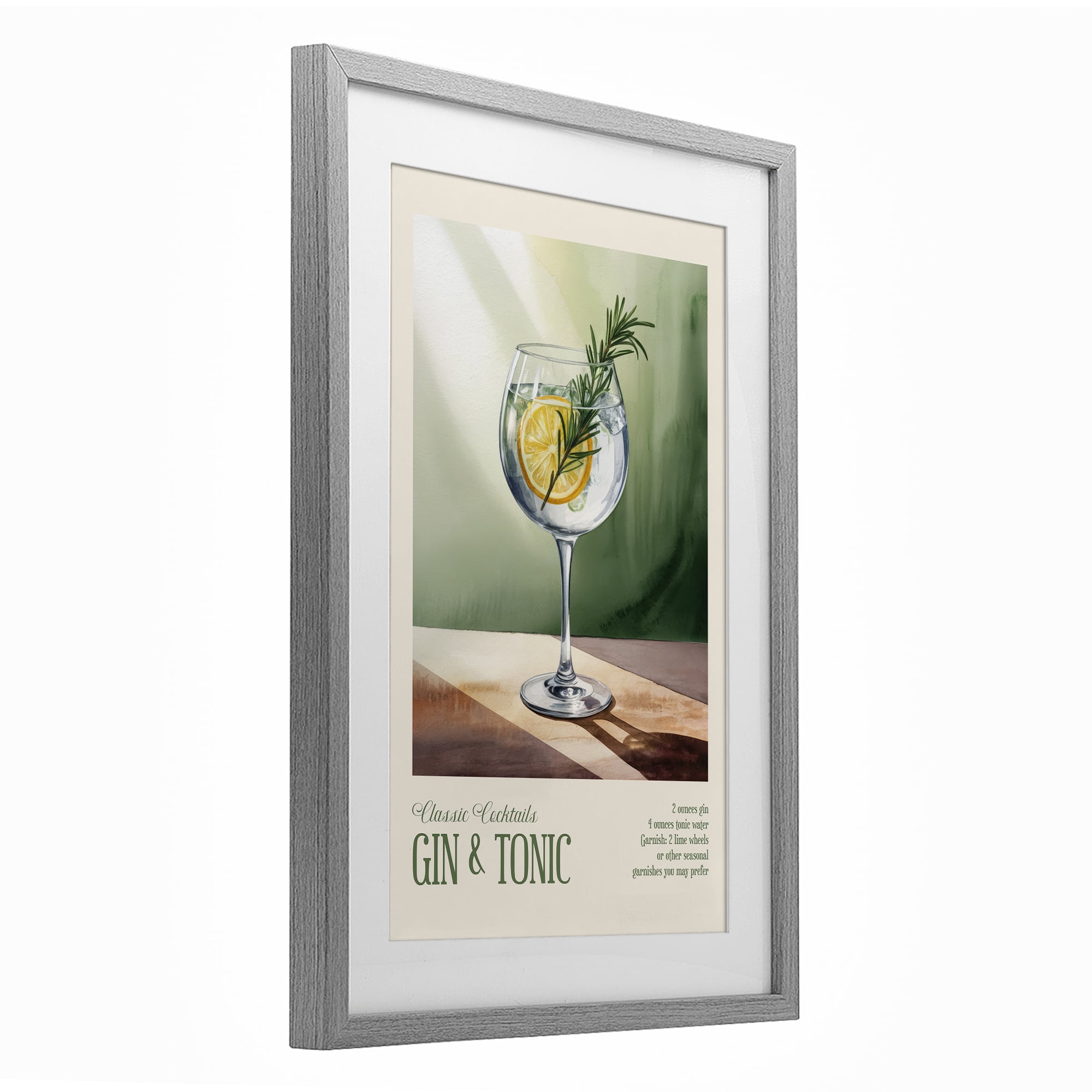 Stupell Industries Gin & Tonic Sun Rays Gray Framed Print Under Glass, design by Andreas Magnusson