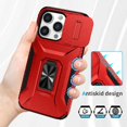 thumbnail image 4 of Heavy Duty Armor Case for iPhone 14 Pro with Slide Camera Cover & Magnetic Ring Stand Red, 4 of 5
