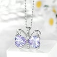 thumbnail image 2 of Juwaliy Purple Butterfly Necklace Heart June Birthstone Necklace Alexandrite CZ Silver Plated Pendant Jewelry Women Birthday Mother's Day Gift for Mom, 2 of 11