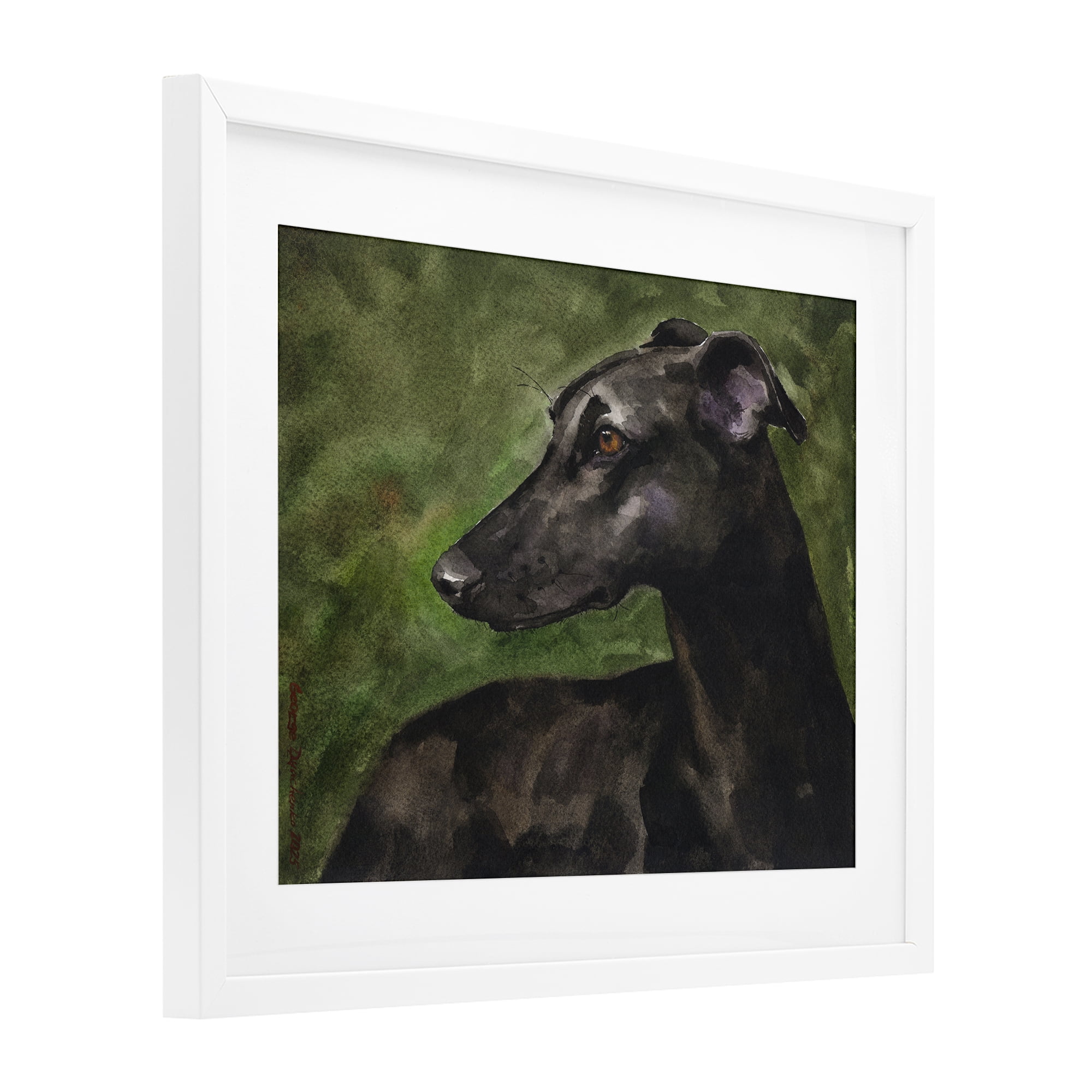 Stupell Industries Black Greyhound Portrait White Framed Print Under Glass, design by George Dyachenko