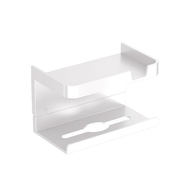 Soporte de papel higiénico de pared, adhesivo inoxidable, de plástico, para rollos de papel higiénico. Dispensador de papel higiénico con estante para toallitas de teléfono. Soporte de papel