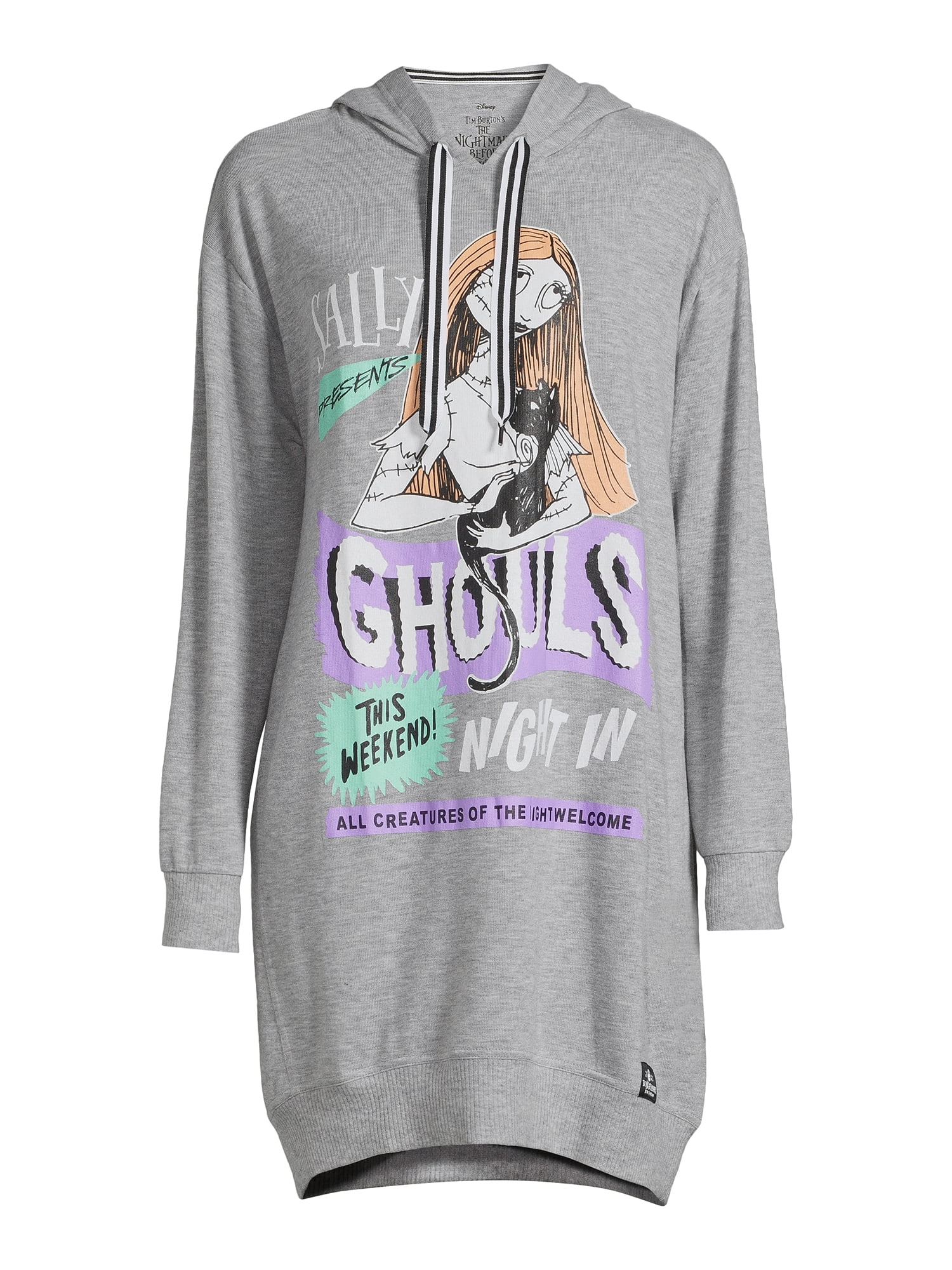 Nightmare Before Christmas Women's Hooded Sleepshirt and Socks Set, 2-Piece, Sizes XS-3X