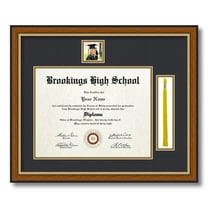 ArtToFrames 10x13 inch Diploma Frame with 2" x 2" Image Opening and 1.5x8 inch Tassel Opening - Framed in Medium Tri-colored Frame with Black and Gold Mats, Comes with Regular Glass (D-IT-4446-10x13)