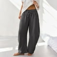 thumbnail image 4 of Resicozy Womens Barrel Sweatpants 2025 Baggy Wide Leg Solid Color Pants Casual Elastic Waisted Drawstring Sweat Pants with Pockets Dark Gray M, 4 of 7