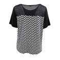 thumbnail image 2 of Plus Size Women's Short Sleeve Rhinestone Lace Blouse Knit T-Shirt Fashion Top Black 1X (16.037), 2 of 4