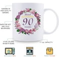 thumbnail image 5 of 90th Birthday Gifts for Women, Mom, Grandma, Sister, Wife, Friend, Aunt - Blessed By God for 90 Years with A Garland Birthday Mug - 11oz Coffee Mug (90th Birthday Gift), 5 of 6