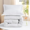 thumbnail image 2 of MERITLIFE White Comforter Set California King Size, 3 Pieces Cal King Lightweight Plain Bedding Set & Collections, Oversized All Season Fluffy Bed Set (104x96In Comforter & 2 Pillowcases), 2 of 11