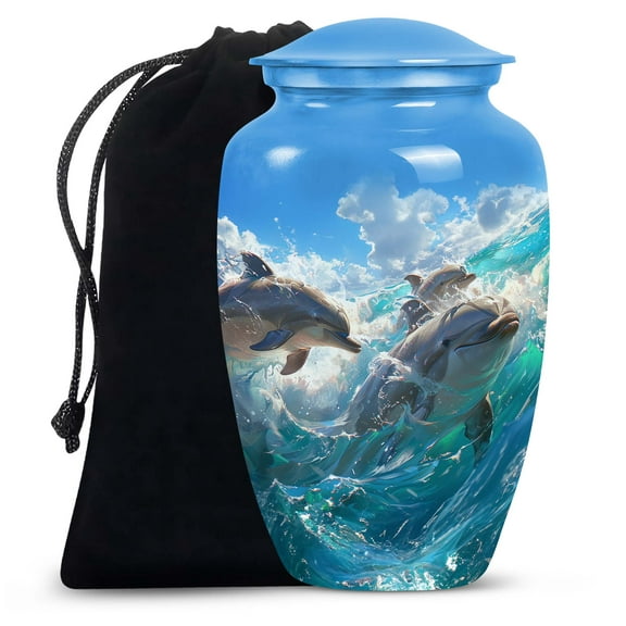 Joyful Dolphin Pod - Cremation Urns Adult - Urn for Women's Ashes - Adult Cremation Urns - Cremation Urn For Ashes - Ash Holders For Human Ashes (10 inch)