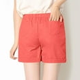 thumbnail image 4 of POTETI Cargo Shorts for Women Cotton High Waisted Shorts for Women Plus Size Watermelon Red Flat Front Elastic Solid with Pockets Running Shorts, 4 of 4