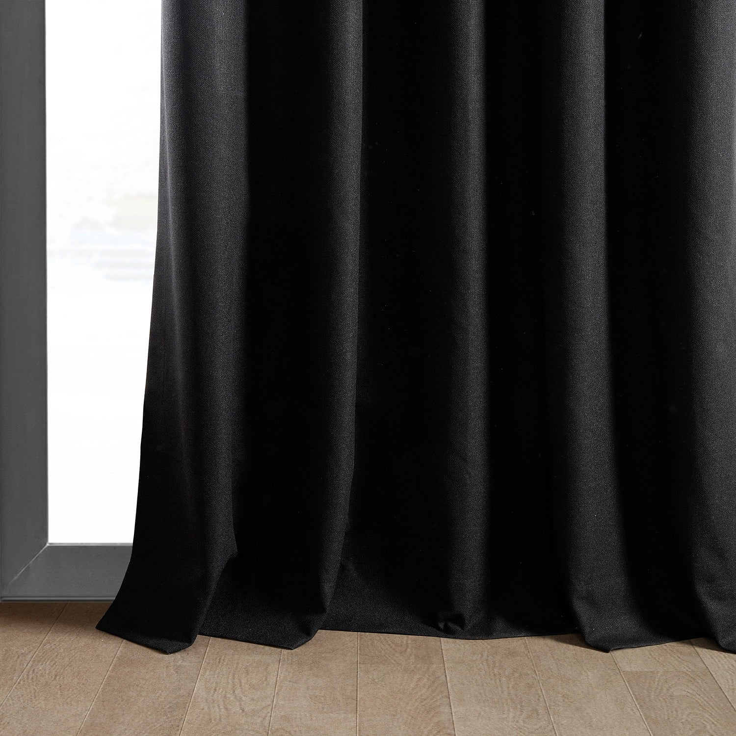 Exclusive Fabrics  Vintage Thermal Cross Linen Weave Blackout Curtains (1 Panel) Black 50 X 120 120 Inches