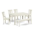 thumbnail image 2 of East West Furniture Weston 6-piece Wood Dining Table Set in Linen White, 2 of 6