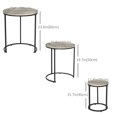 thumbnail image 3 of HOMCOM Ensemble de 3 Tables Gigognes, Table Basse Ronde, Tables d'Appoint Empilables, 3 of 10