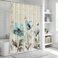 thumbnail image 5 of Teal Spring Floral Shower Curtain Set - Extra Long 72" x 96" Washable Bathtub Curtain with 12 Hooks, Vintage Botanical Retro Art Waterproof Fabric Stall Shower Curtains for Bathroom/Bathtub Décor, 5 of 6