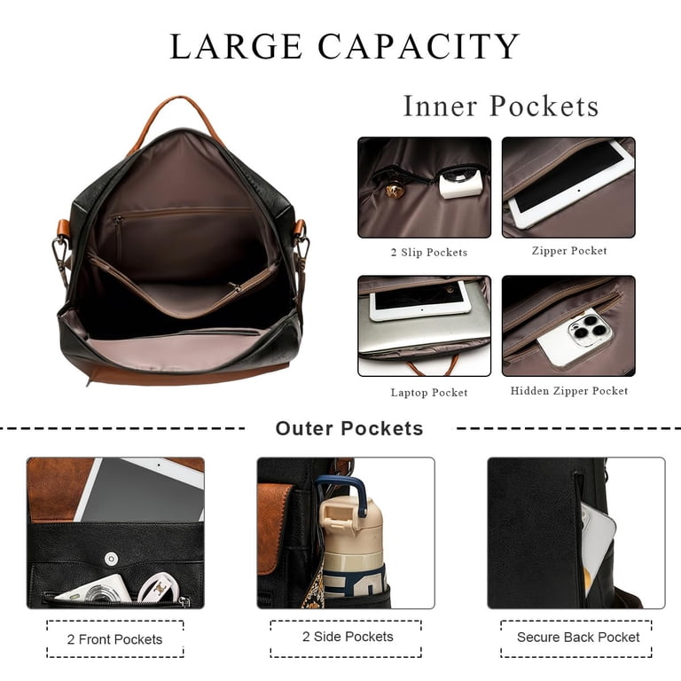 antitheft leather convertible backpack purse RAINSMORE for Women Designer PU Backpack Purse Waterproof Women's Fashion Backpack Handbags 13.3 Inch Anti Theft Crossbody Shoulder Bag for Work Travel College Brown : Clothing, Shoes Its calming Women's Fashion Retro Leather Backpack
