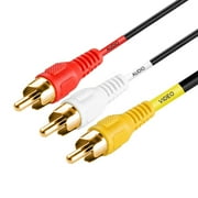 Cmple - Composite 3-RCA Cable Video Audio A/V Male to Male AV Cable Gold Plated - 25 Feet