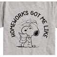 thumbnail image 3 of Peanuts - Snoopy Homeworks Got Me Like - Toddler And Youth Short Sleeve T-Shirt, 3 of 6