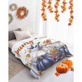thumbnail image 4 of Fall Thanksgiving Flannel Blanket for Bed,Travel and Camping, Watercolor Purple Pumpkin Jam Leaves Super Soft Cozy Blanket for All Seasons 40"x60", 4 of 6