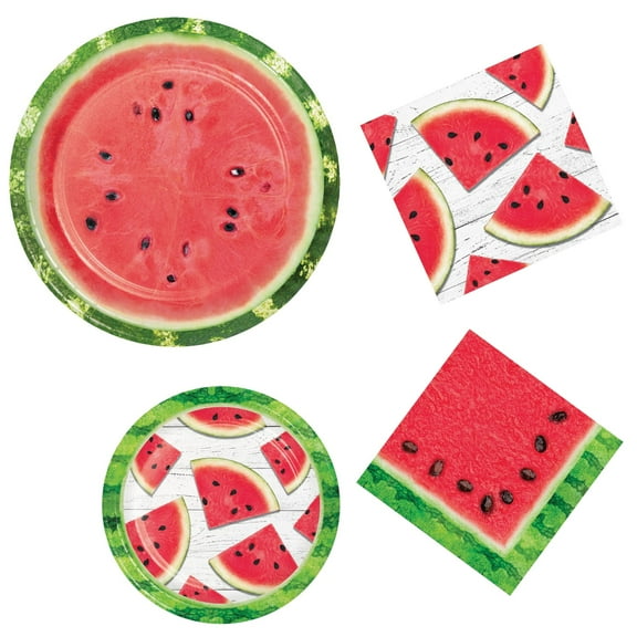 Watermelon Party Supplies Includes Paper Dessert Plates Beverage Napkins Lunch Napkins Dinner Plates for 16