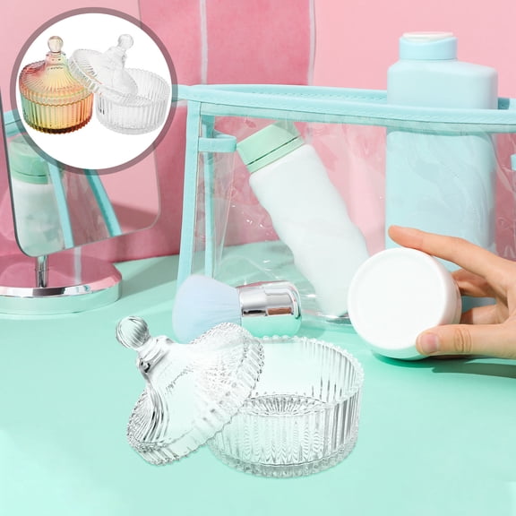 LOLIPPYY Vintage Powder Puff Glass Jar, Elegant and Practical, Assorted Color, Ideal for Makeup Storage