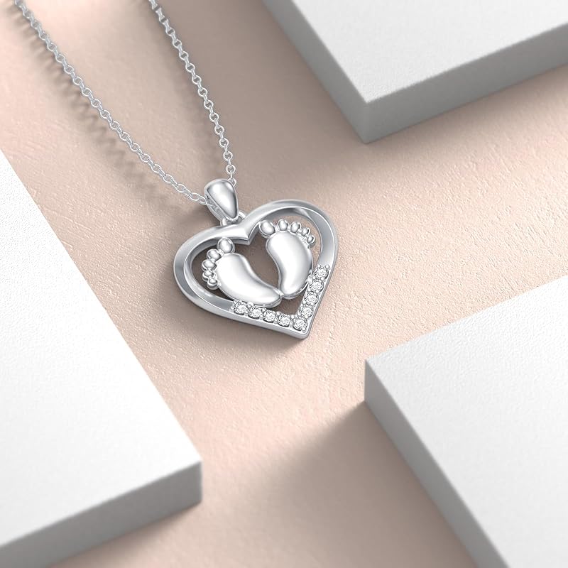 Diamond Heart Necklace 925 Sterling Silver Sea Turtle Flamingo Fox Rose Flower Mushroom Frog Teddy Bear Gymnast Butterfly Feet Three Hearts Pendant Necklaces for Women Heart Jewelry Gifts