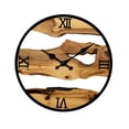 thumbnail image 3 of Reloj de pared artístico de madera con patrón de anillos de árbol, reloj de pared decorativo silencioso para Números romanos, 3 of 8