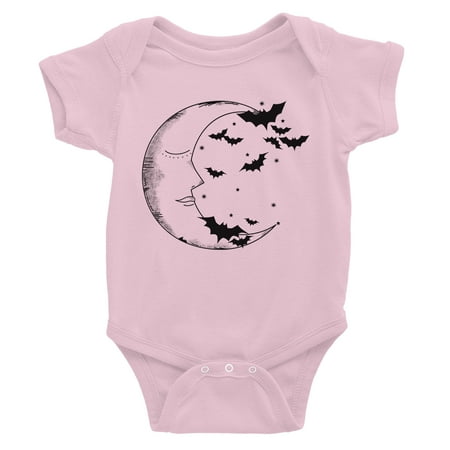 

Moon And Bats Baby Bodysuit Gift Pink