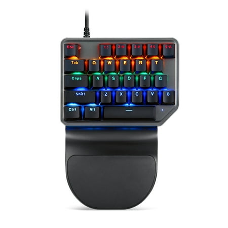 Motospeed K27 Mixed Light Backlight Ergonomics Design PC Gaming Keyboard Wired USB One-Handed 27 Keys Mechanical Keyboard for
