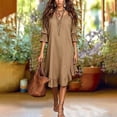 thumbnail image 3 of Ayolanni Flutter Sleeve Dresses for Women 2026 V-Neck Solid 3/4 Sleeve Lightweight Maxi A-Line Dress Flowy Straight Ruffle Hem Vacation Sundress Yellow S, 3 of 6