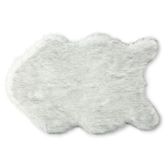 Better Homes & Gardens Faux Sheepskin Fur Pelt Area Rug, Grey, 30"x47"