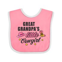 Inktastic Great Grandpa's Little Cowgirl with Cowgirl Hat and Boots Girls Baby Bib