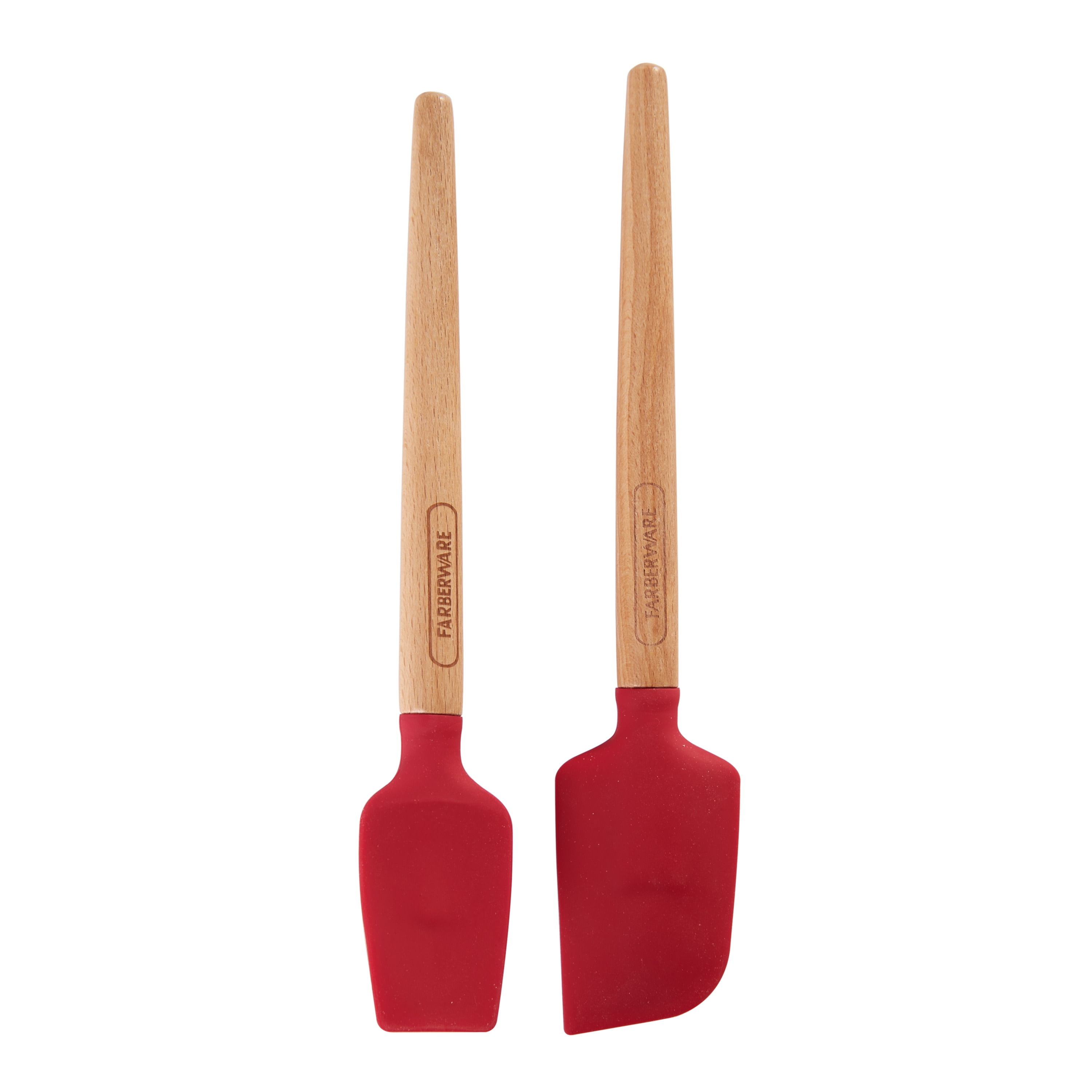 Farberware Professional Heat Resistant Silicone Spatula with Wood  Handle-Safe for Non-Stick Cookware, Set of 2, Red