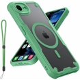 thumbnail image 1 of KOMI for iPhone SE 4 Case: for iPhone SE 4th Gen 2025 Case, Translucent Matte Back Compatible with Magsafe Magnetic Slim Shockproof Protective Case with Lanyard Strap Phone Cover, Green, 1 of 5