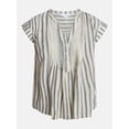 thumbnail image 6 of Time and Tru Women's Linen Blend Pintuck Top with Short Sleeves, Size XS-XXXL, 6 of 6