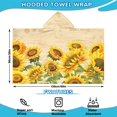 thumbnail image 2 of Beige Sunflower Handwriting Pattern Hooded Bath Towel，60"x35" for Ages 3 To 12 Kids, Quick Dry Lightweight Soft Microfiber Hood Beach Towel Cover Up for Kids, 2 of 7