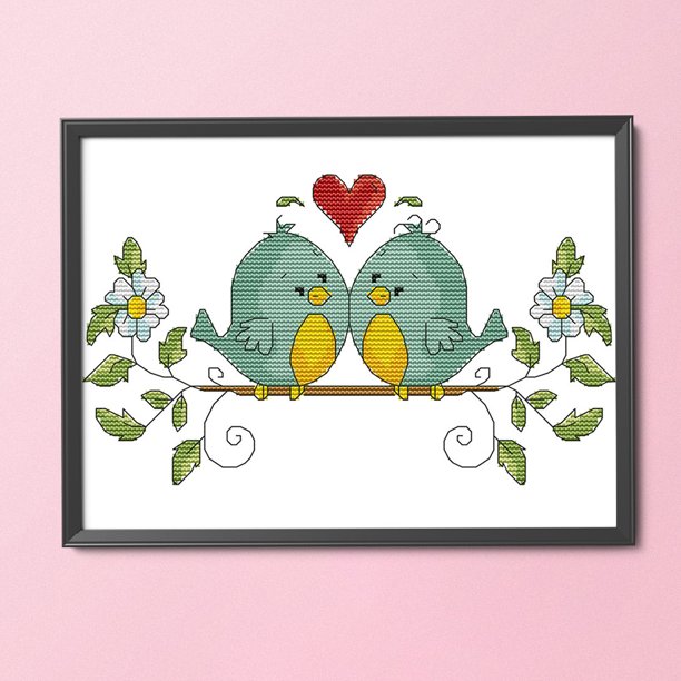 Cuadros Decorativos Bordado parcial 14CT DIY dibujos animados corazón pájaro impreso arte punto de cruz Kit Ndcxsfigh Nuevos Originales