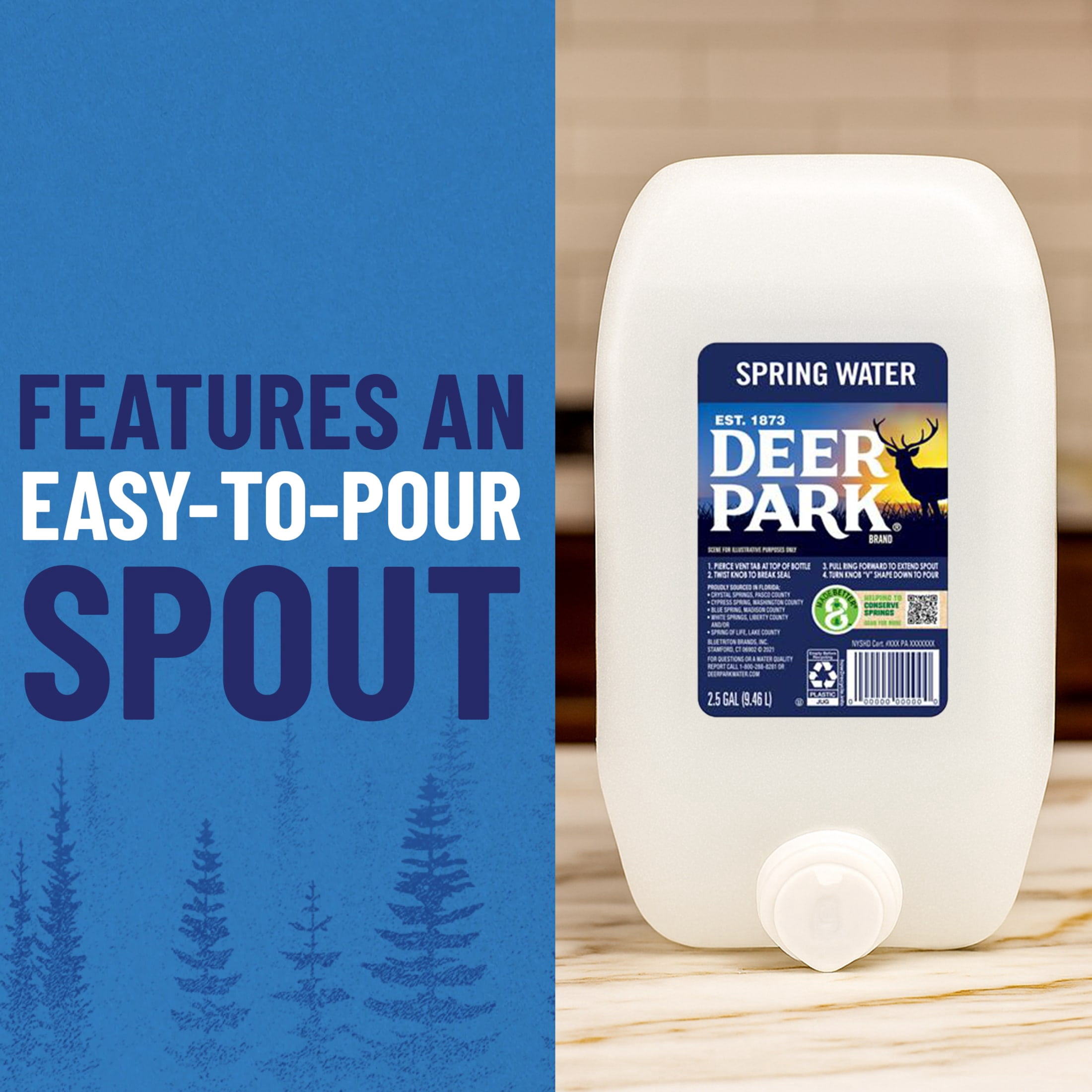 Deer Park Spring Water, 2.5 gal, Single Plastic Jug
