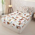 thumbnail image 2 of Erosebridal Western Cowboy Pattern Zipper Full Size Comforter Sets with Fitted Sheet and 2 Pillowcases,Desert Landscape Print Zipper Bedding Set,Brown Green White,Reversible, 2 of 6