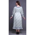 thumbnail image 4 of Bimba Robe Maxi à Volants pour Femmes, Teinture sur Nœuds, Manches Bishop, Col Rond, Taille Smockée - Petit, 4 of 5