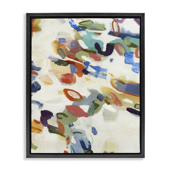 Stupell Industries Multihued Expressive Abstract Black Framed Floater Canvas Wall Art, design by Lisa Ridgers