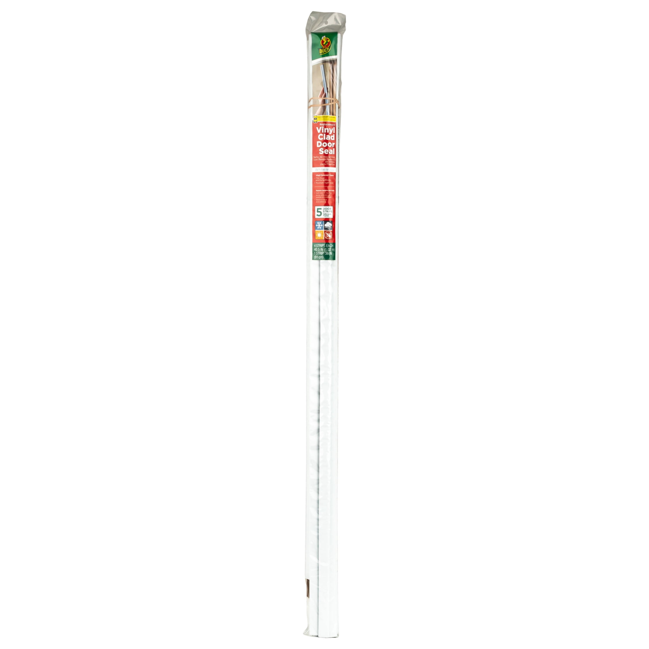 (3 pack) Duck Brand, White Vinyl Clad Door Seal, Four 40.5 Inch And One 36 Inch Strips, Seals 1 Door, Easy Installation
